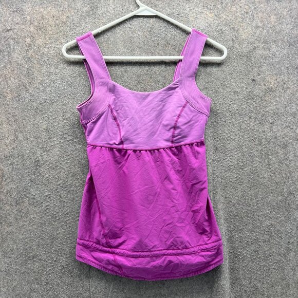 Lululemon Tank Top Women 0 Pink Magenta Built In Bra Activewear Power Y gym - Picture 1 of 8